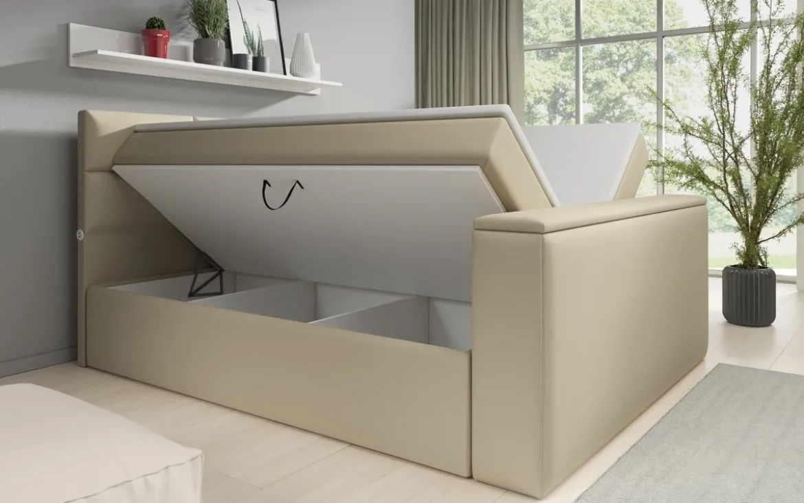 Boxspringbett Carito mit TV Lift, USB und Stauraum
