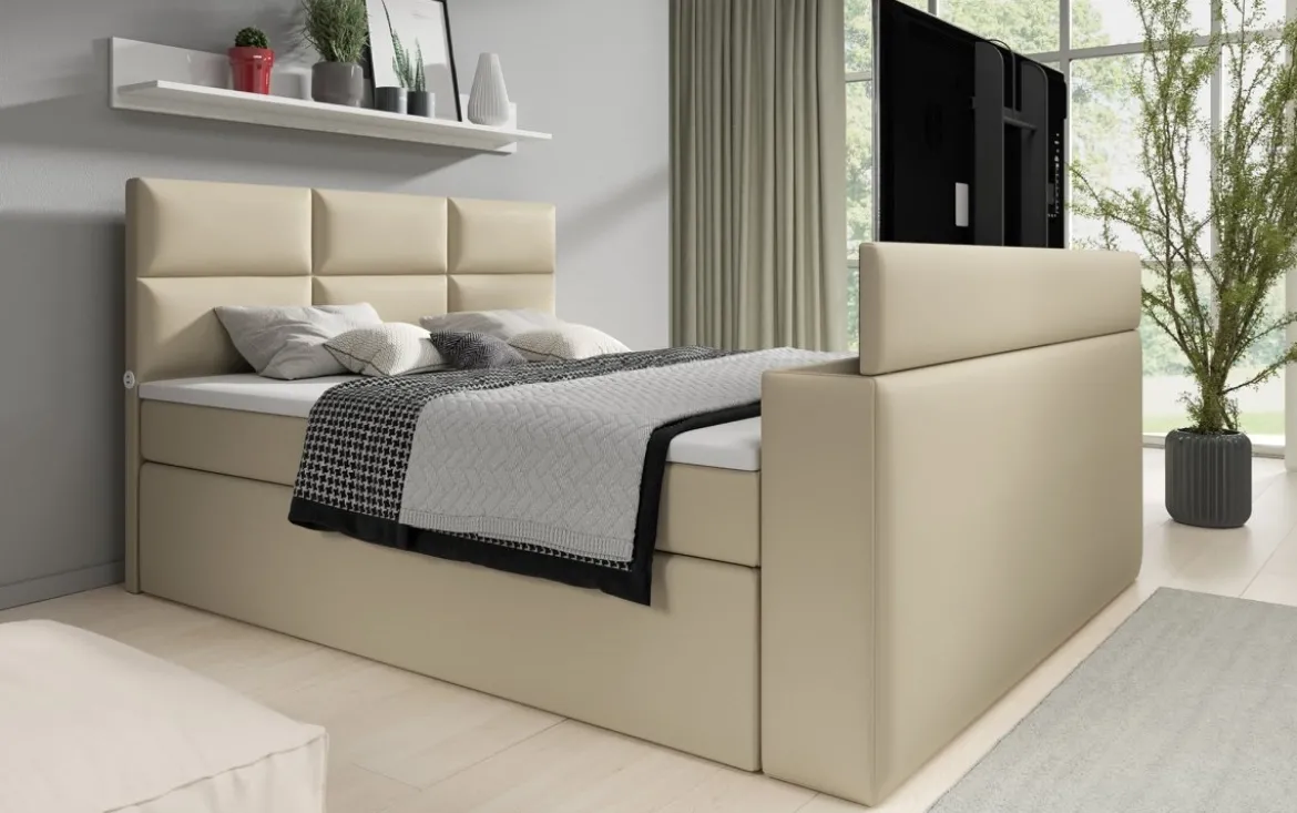 Boxspringbett Carito mit TV Lift, USB und Stauraum