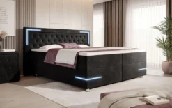 Boxspringbett Carlotta mit LED, Stauraum und USB (Samt)