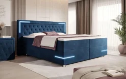 Boxspringbett Carlotta mit LED, Stauraum und USB (Samt)