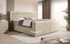 Boxspringbett Carlotta mit LED, Stauraum und USB (Samt)