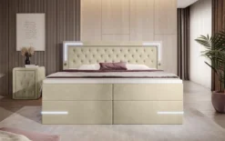 Boxspringbett Carlotta mit LED, Stauraum und USB (Samt)