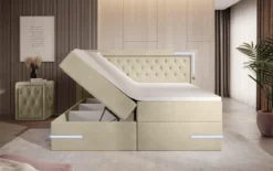 Boxspringbett Carlotta mit LED, Stauraum und USB (Samt)