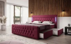 Boxspringbett Charme mit LED, USB und Stauraum (4 Schubladen)