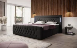 Boxspringbett Charme mit LED, USB und Stauraum (4 Schubladen)