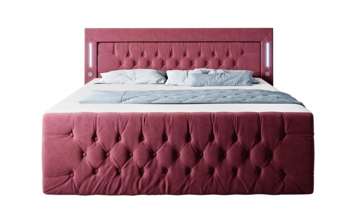 Boxspringbett Charme mit LED, USB und Stauraum (4 Schubladen)