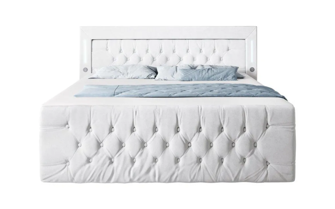Boxspringbett Charme mit LED, USB und Stauraum (4 Schubladen)