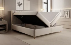 Boxspringbett Chelsea in Strukturstoff mit Stauraum