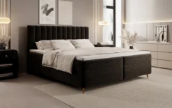 Boxspringbett Chelsea in Strukturstoff mit Stauraum