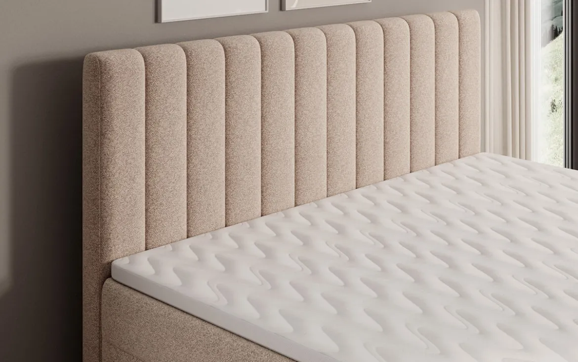 Boxspringbett Chelsea in Strukturstoff mit Stauraum