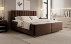 Boxspringbett Chelsea in Strukturstoff mit Stauraum