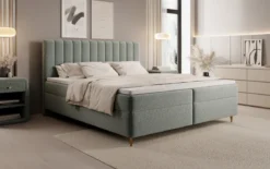 Boxspringbett Chelsea in Strukturstoff mit Stauraum