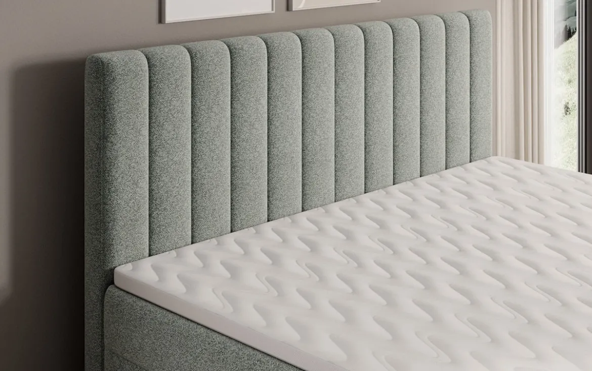 Boxspringbett Chelsea in Strukturstoff mit Stauraum