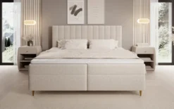 Boxspringbett Chelsea in Strukturstoff mit Stauraum