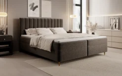Boxspringbett Chelsea in Strukturstoff mit Stauraum