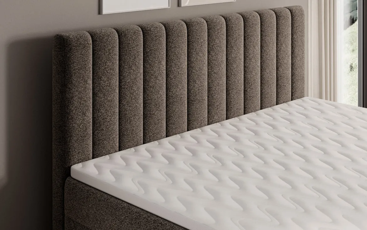 Boxspringbett Chelsea in Strukturstoff mit Stauraum