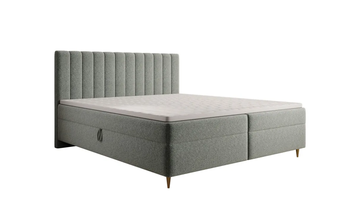 Boxspringbett Chelsea in Strukturstoff mit Stauraum