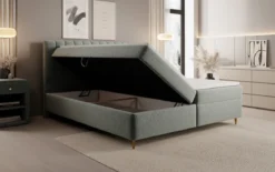 Boxspringbett Chelsea in Strukturstoff mit Stauraum