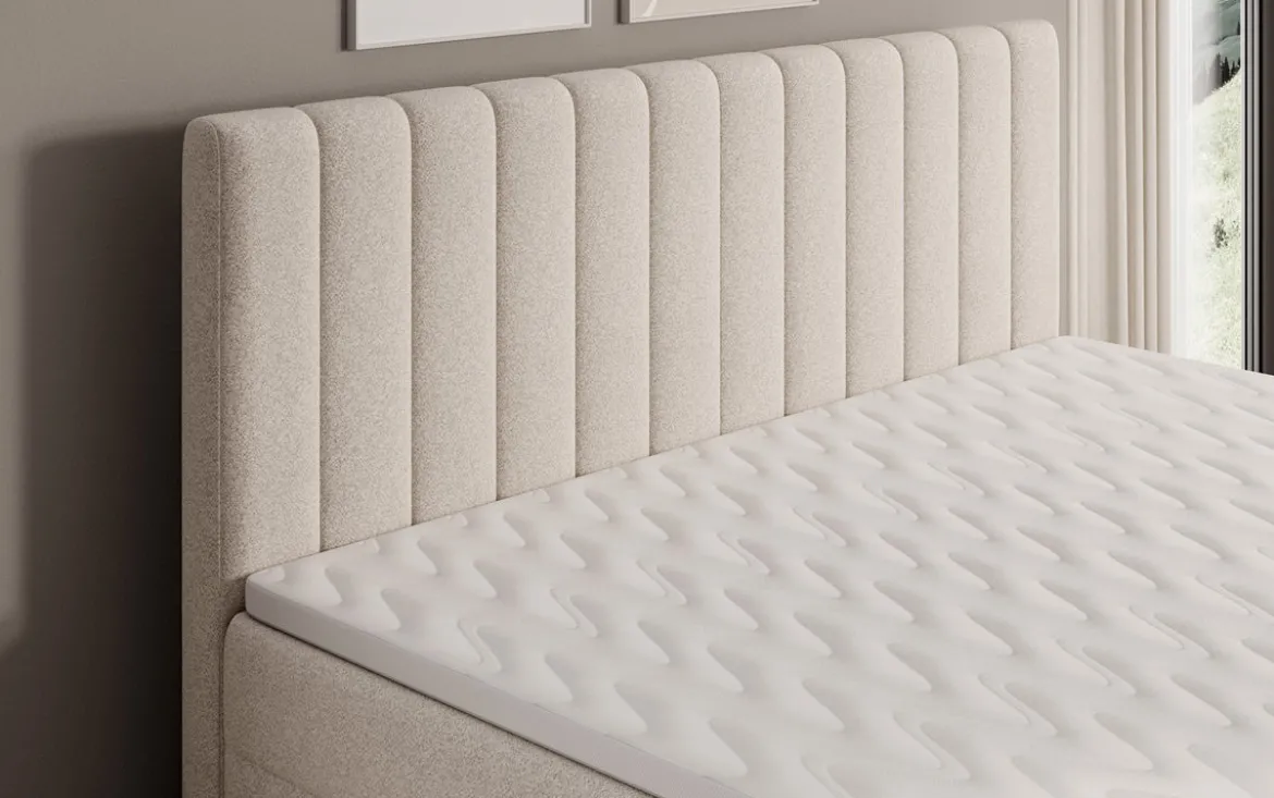 Boxspringbett Chelsea in Strukturstoff mit Stauraum