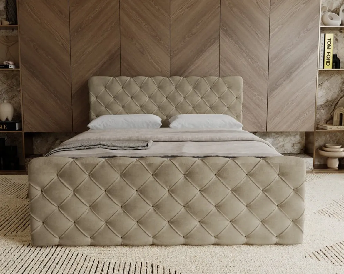 Boxspringbett Chester Samt mit Stauraum