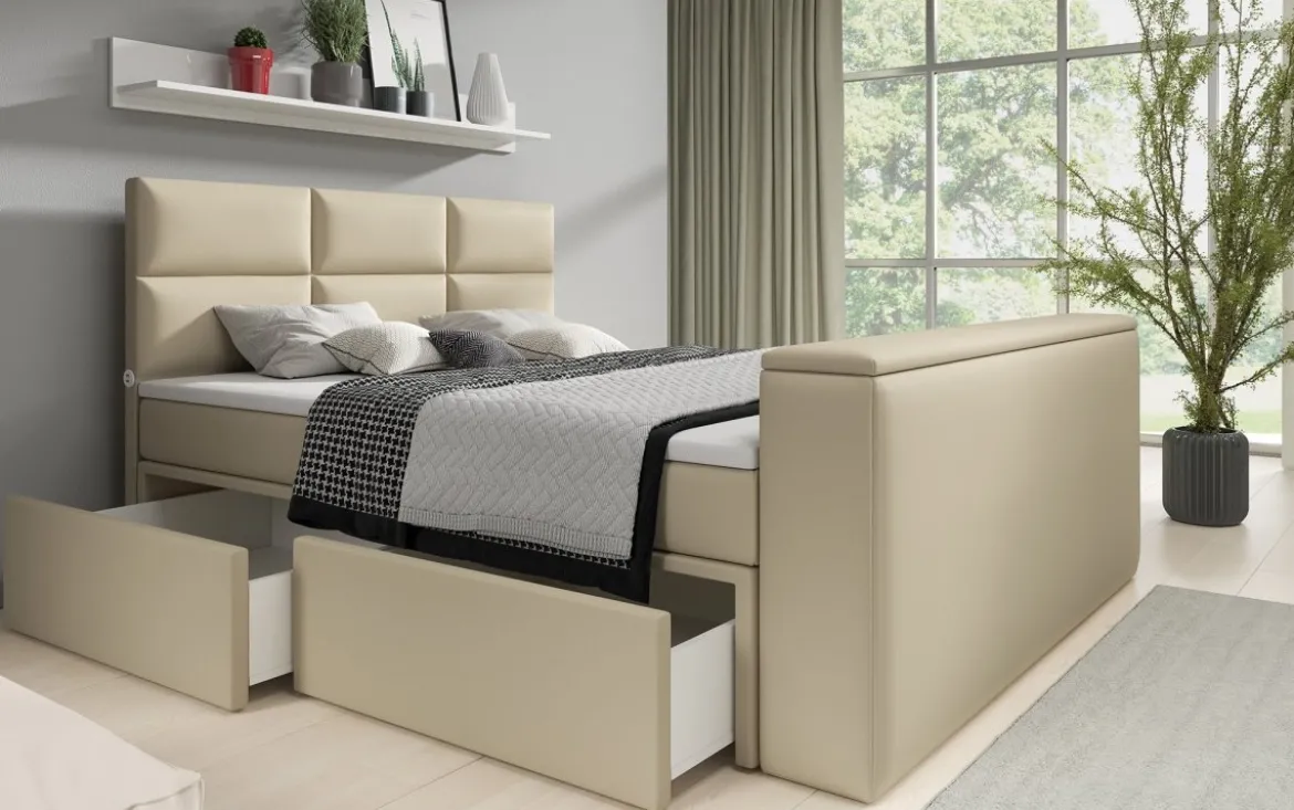 Boxspringbett Citaro mit TV Lift, USB und Stauraum