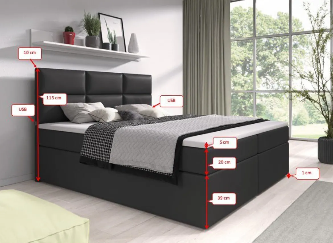 Boxspringbett Citaro mit USB und Stauraum