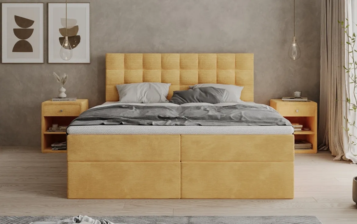 Boxspringbett Como in Cord mit Stauraum