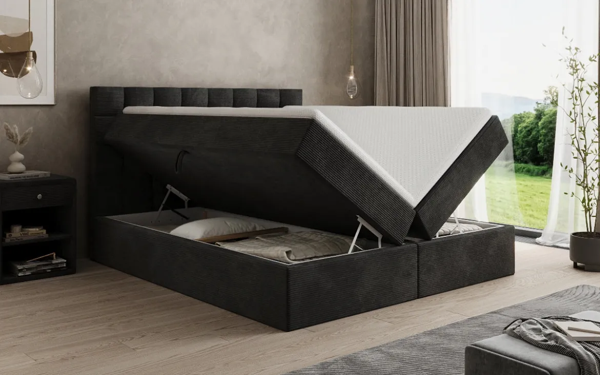 Boxspringbett Como in Cord mit Stauraum
