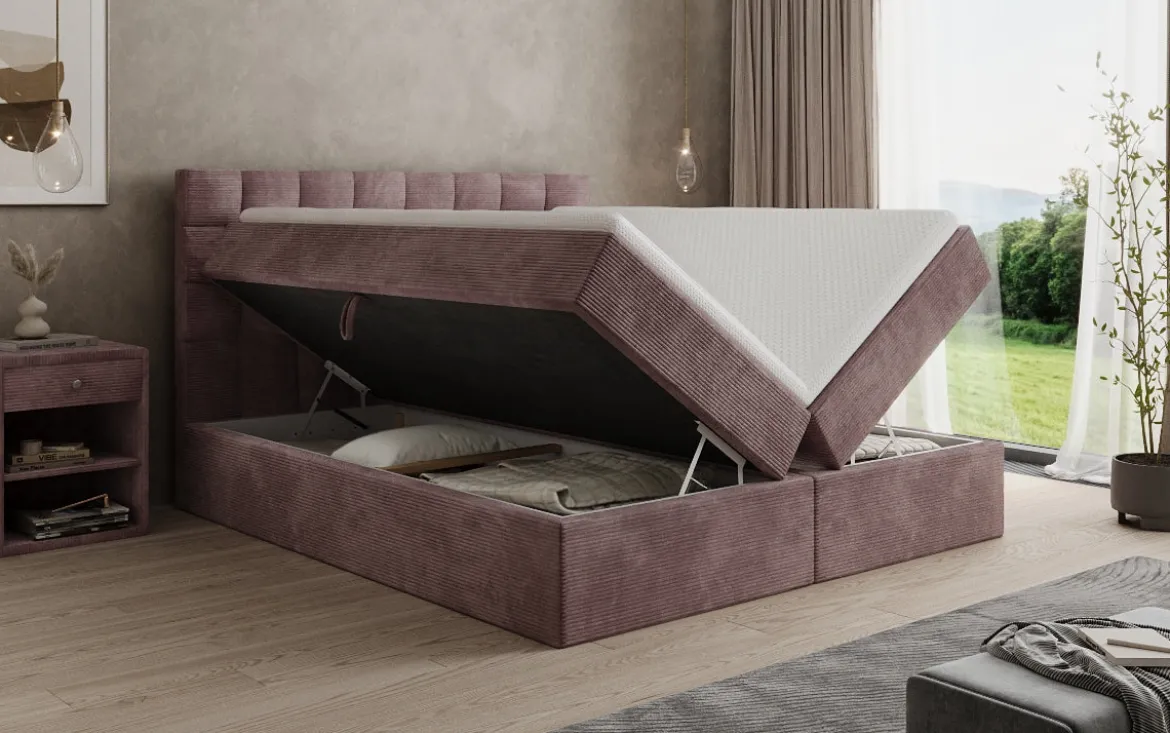 Boxspringbett Como in Cord mit Stauraum