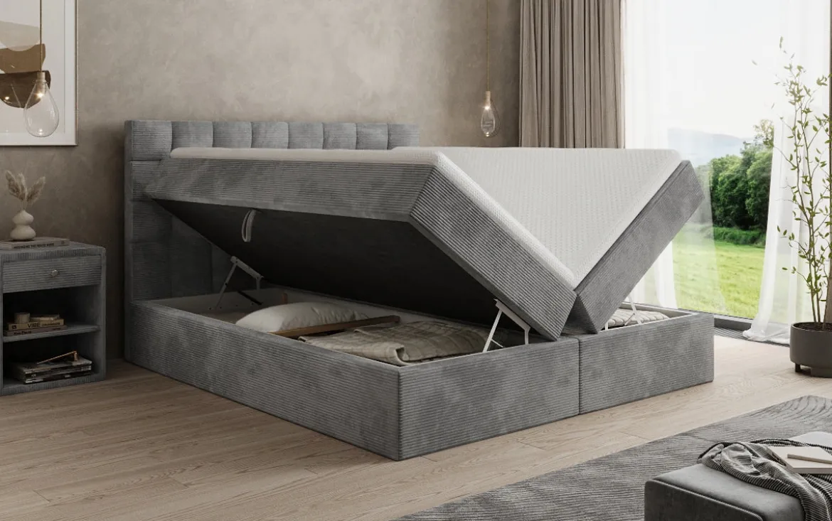 Boxspringbett Como in Cord mit Stauraum