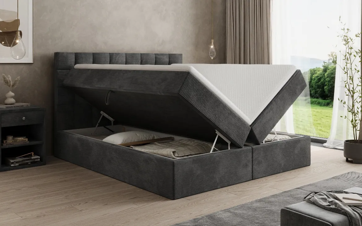 Boxspringbett Como in Cord mit Stauraum