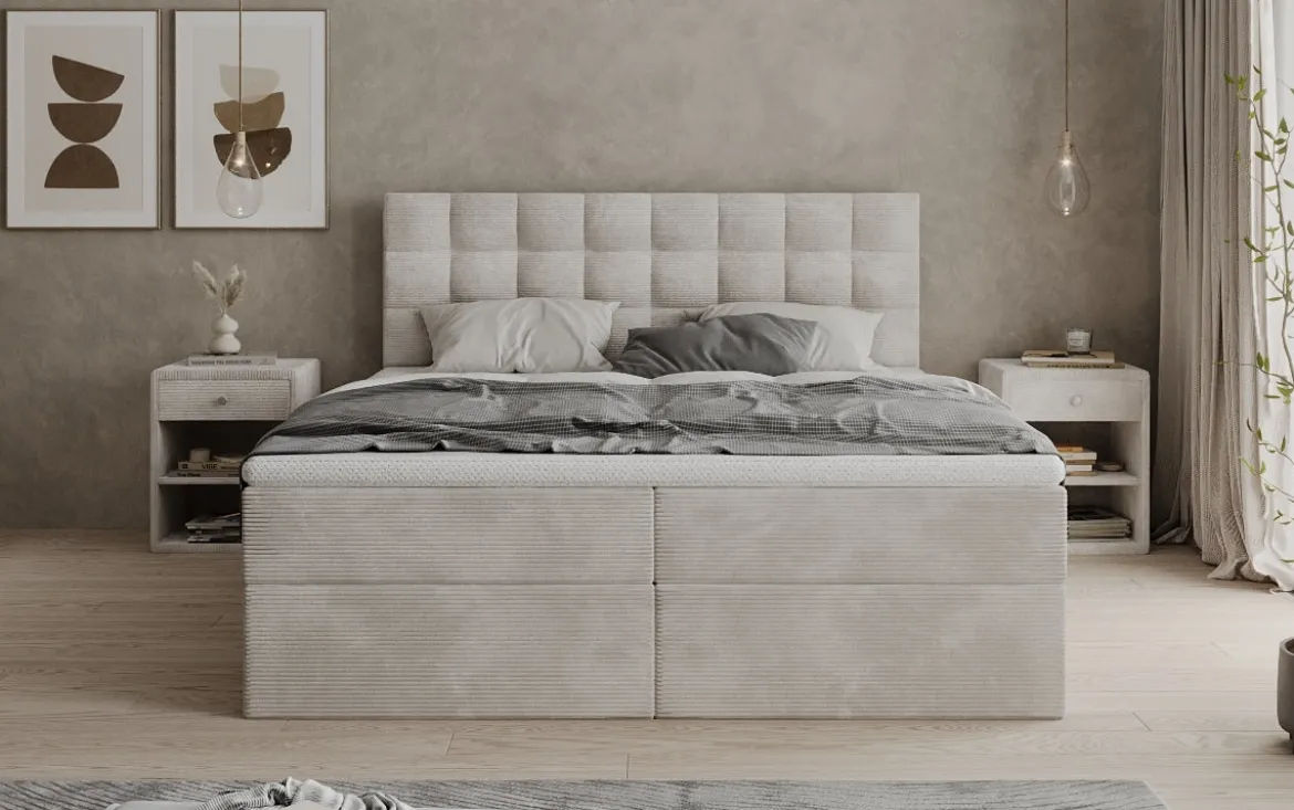 Boxspringbett Como in Cord mit Stauraum