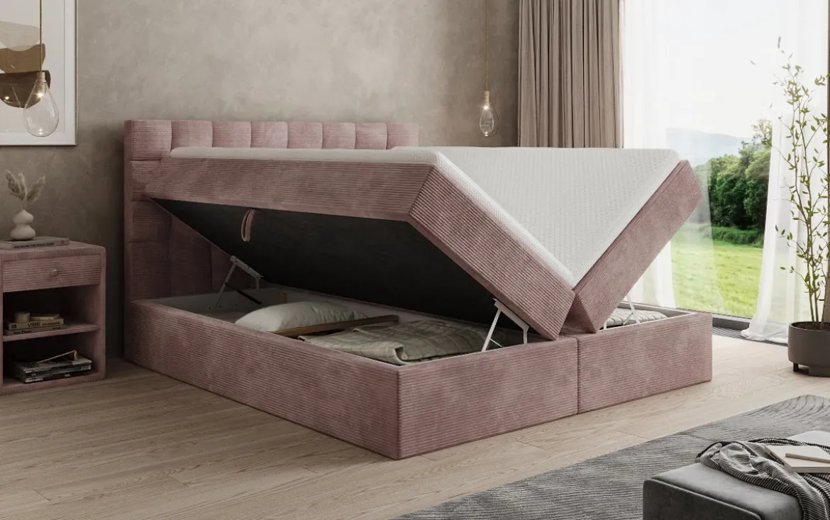 Boxspringbett Como in Cord mit Stauraum