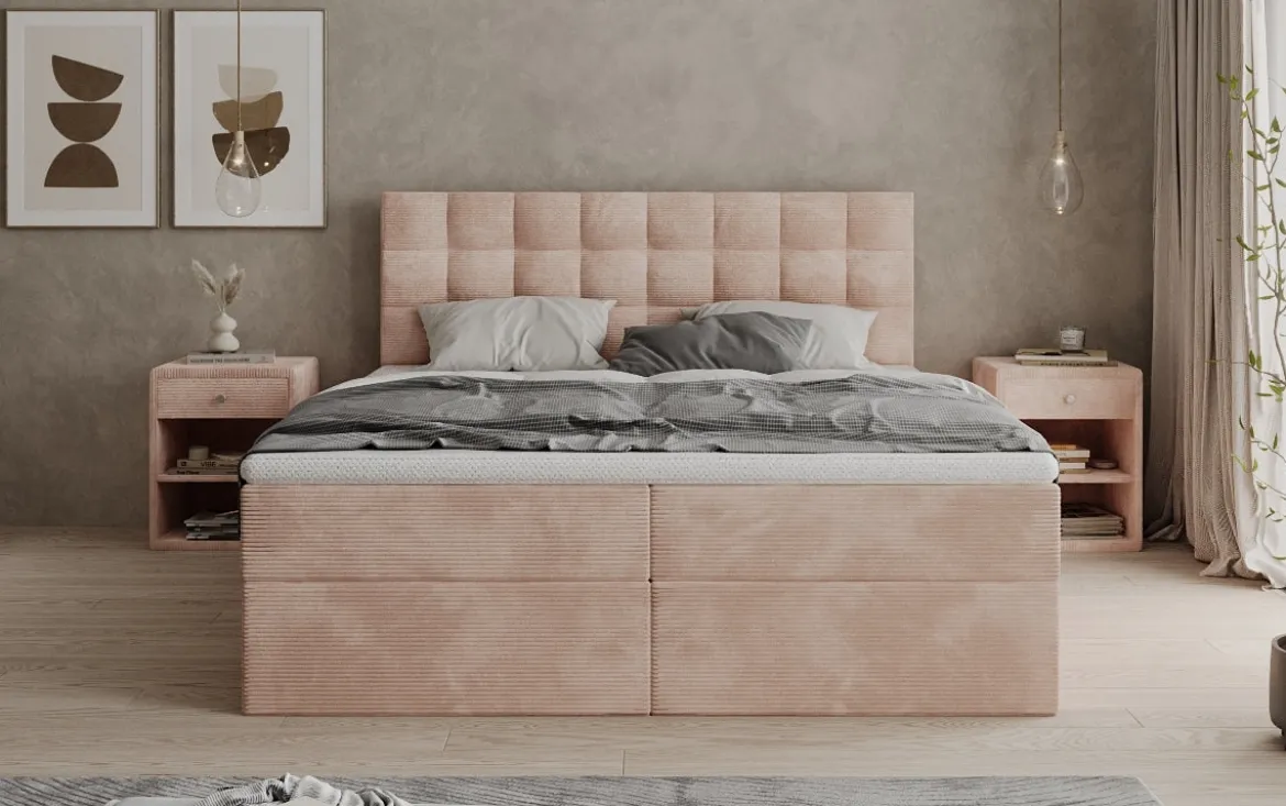 Boxspringbett Como in Cord mit Stauraum