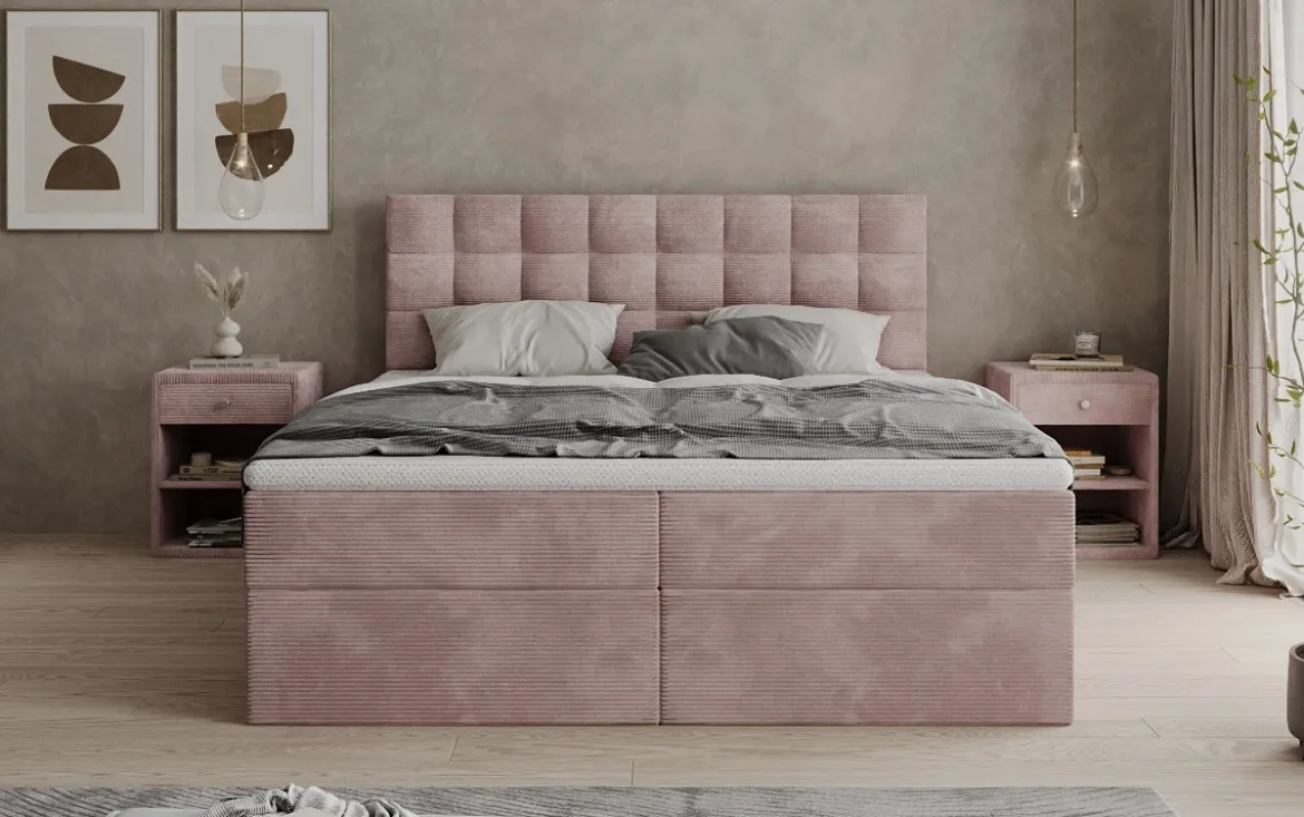 Boxspringbett Como in Cord mit Stauraum