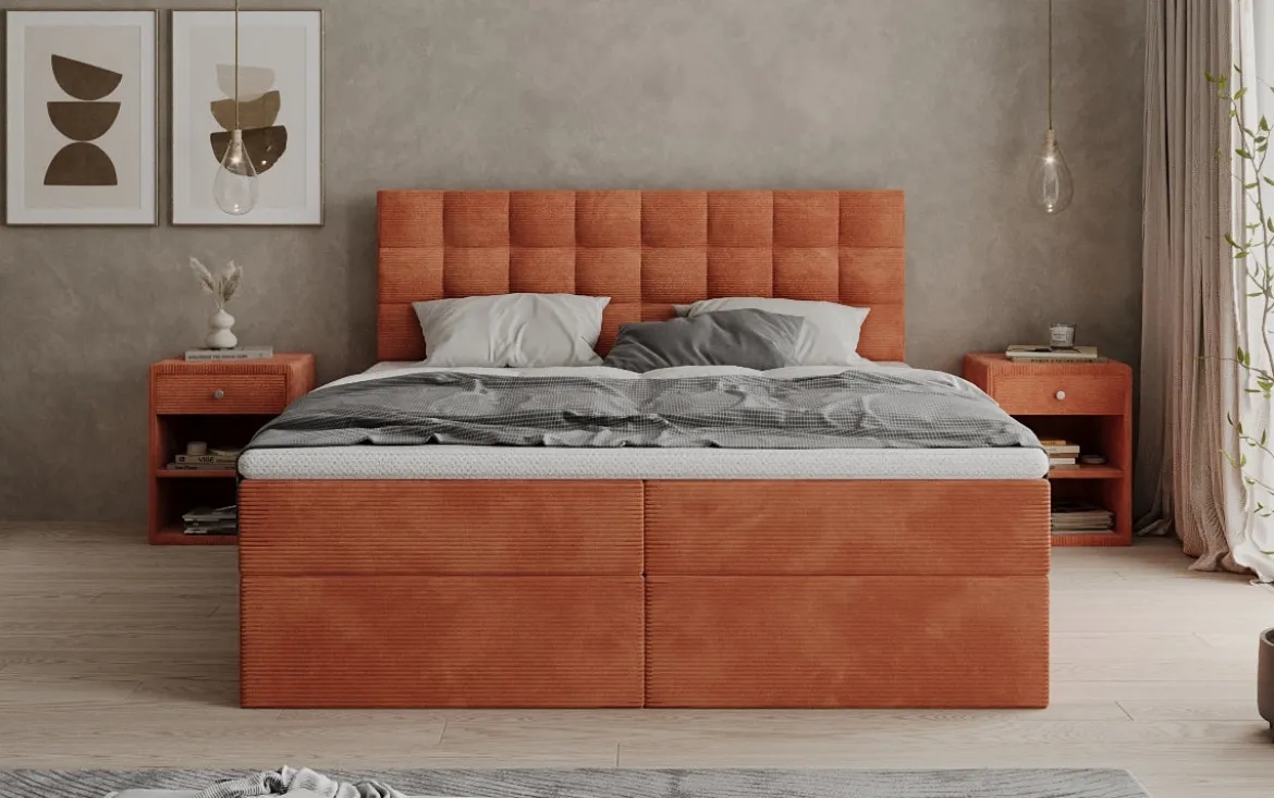 Boxspringbett Como in Cord mit Stauraum