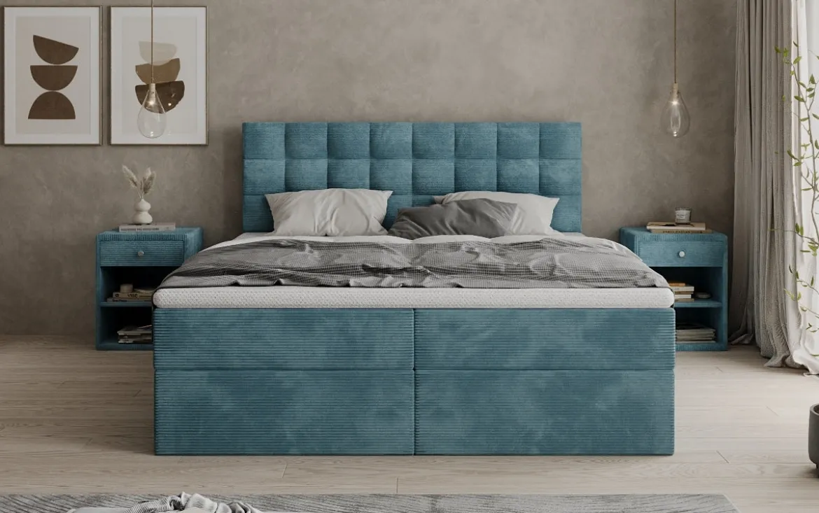 Boxspringbett Como in Cord mit Stauraum