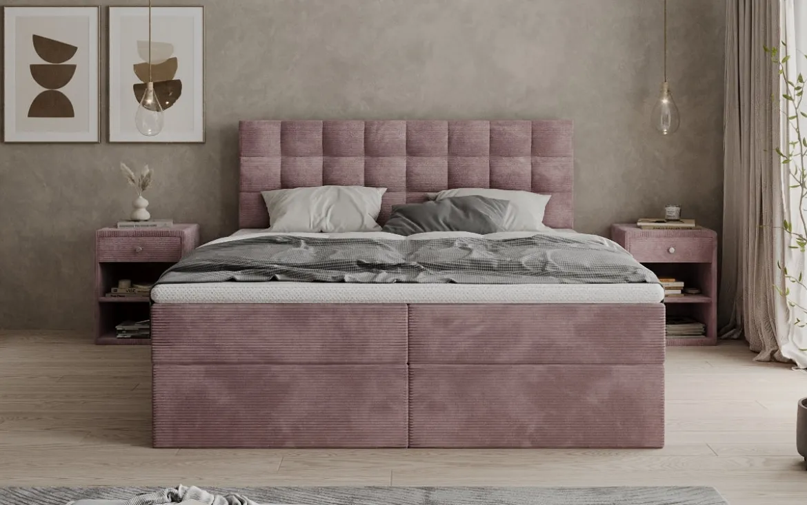 Boxspringbett Como in Cord mit Stauraum