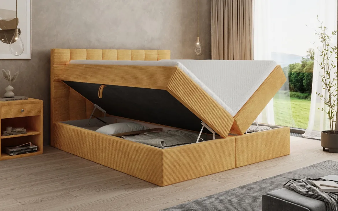 Boxspringbett Como in Cord mit Stauraum