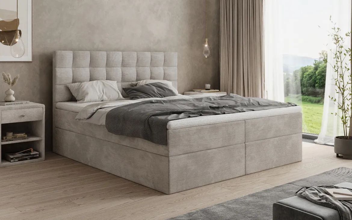 Boxspringbett Como in Cord mit Stauraum