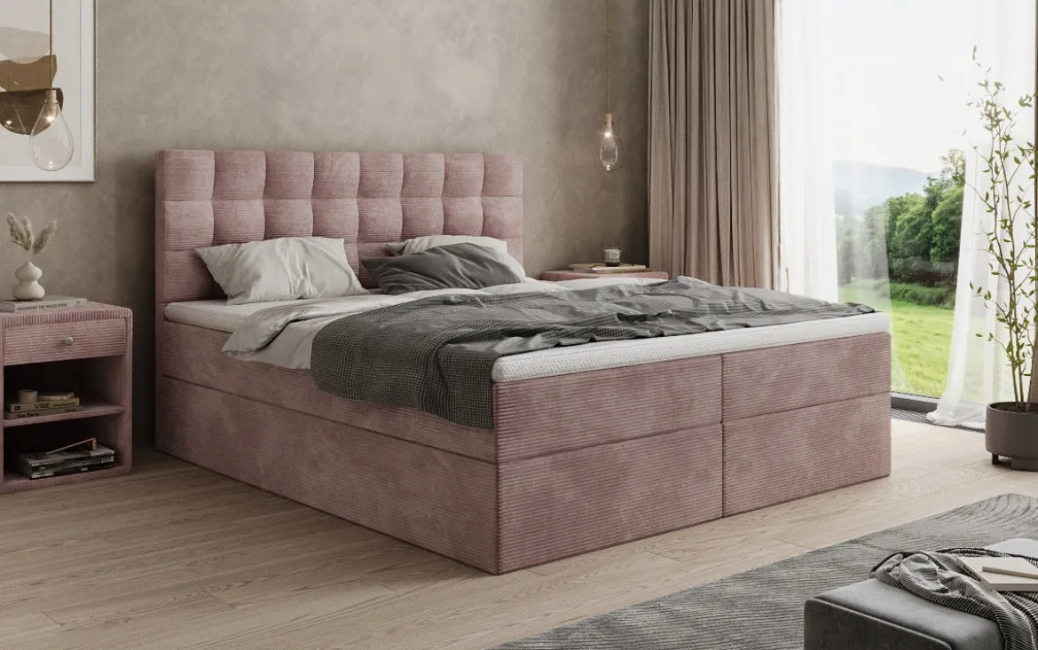 Boxspringbett Como in Cord mit Stauraum