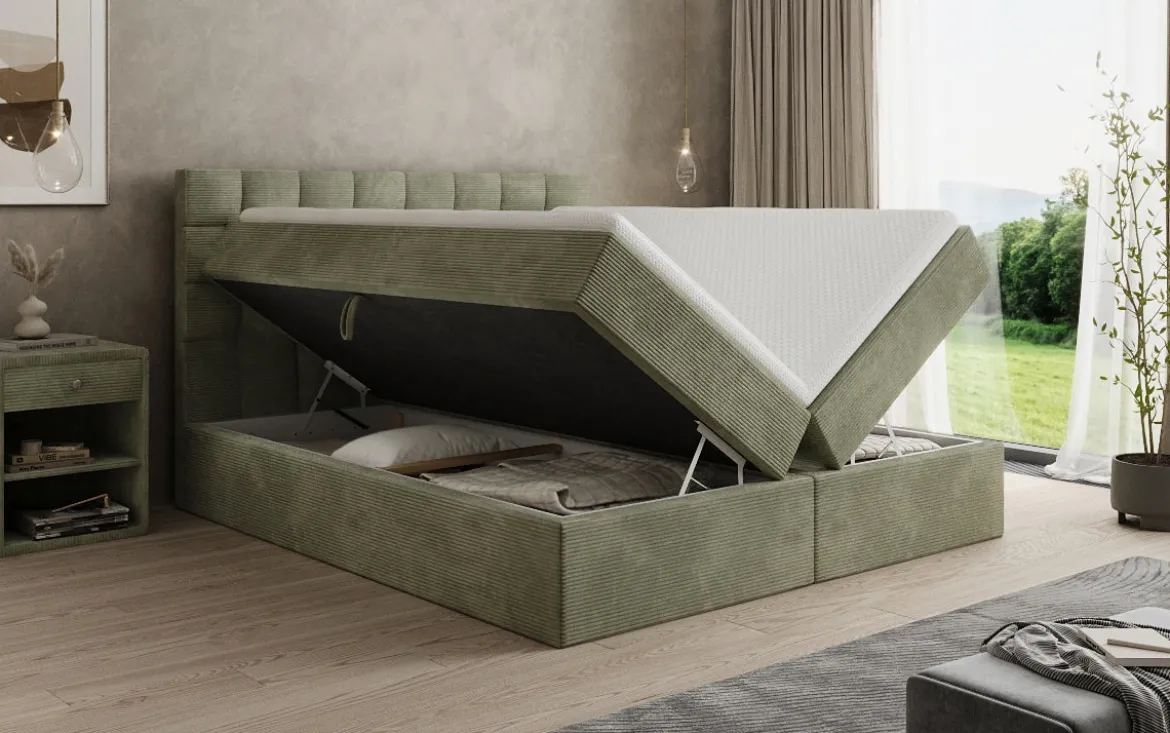Boxspringbett Como in Cord mit Stauraum