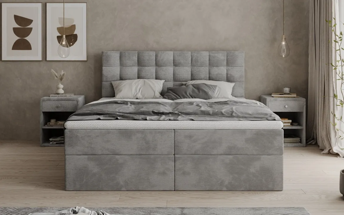 Boxspringbett Como in Cord mit Stauraum