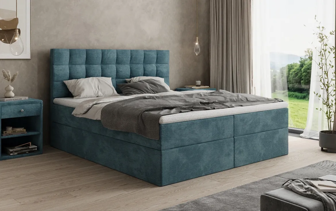 Boxspringbett Como in Cord mit Stauraum