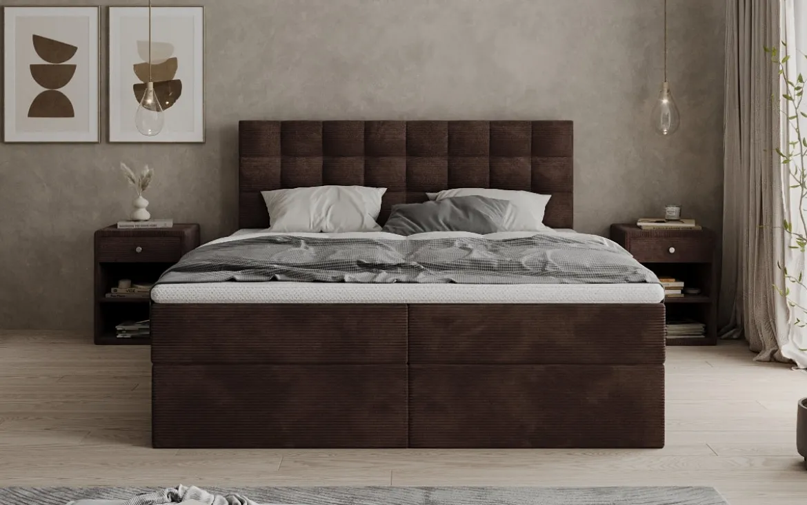 Boxspringbett Como in Cord mit Stauraum