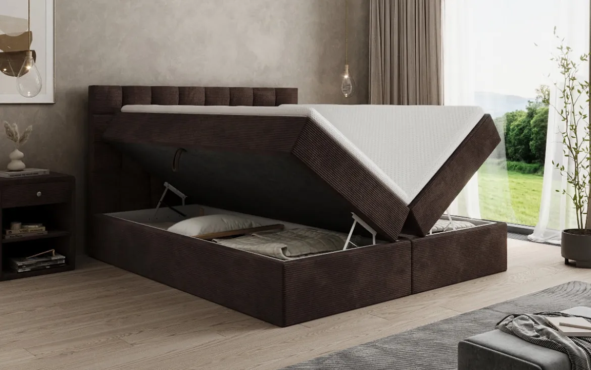 Boxspringbett Como in Cord mit Stauraum
