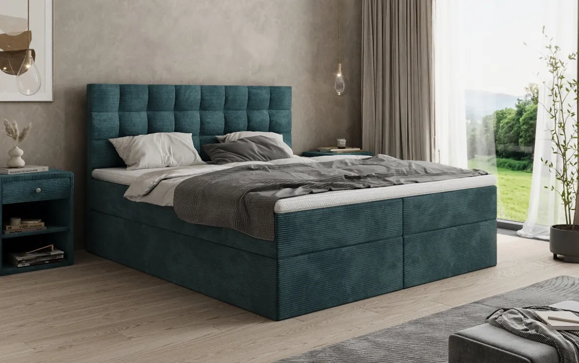 Boxspringbett Como in Cord mit Stauraum