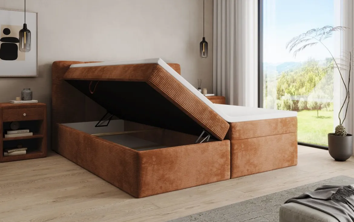 Boxspringbett Cozy II in Cord mit Stauraum