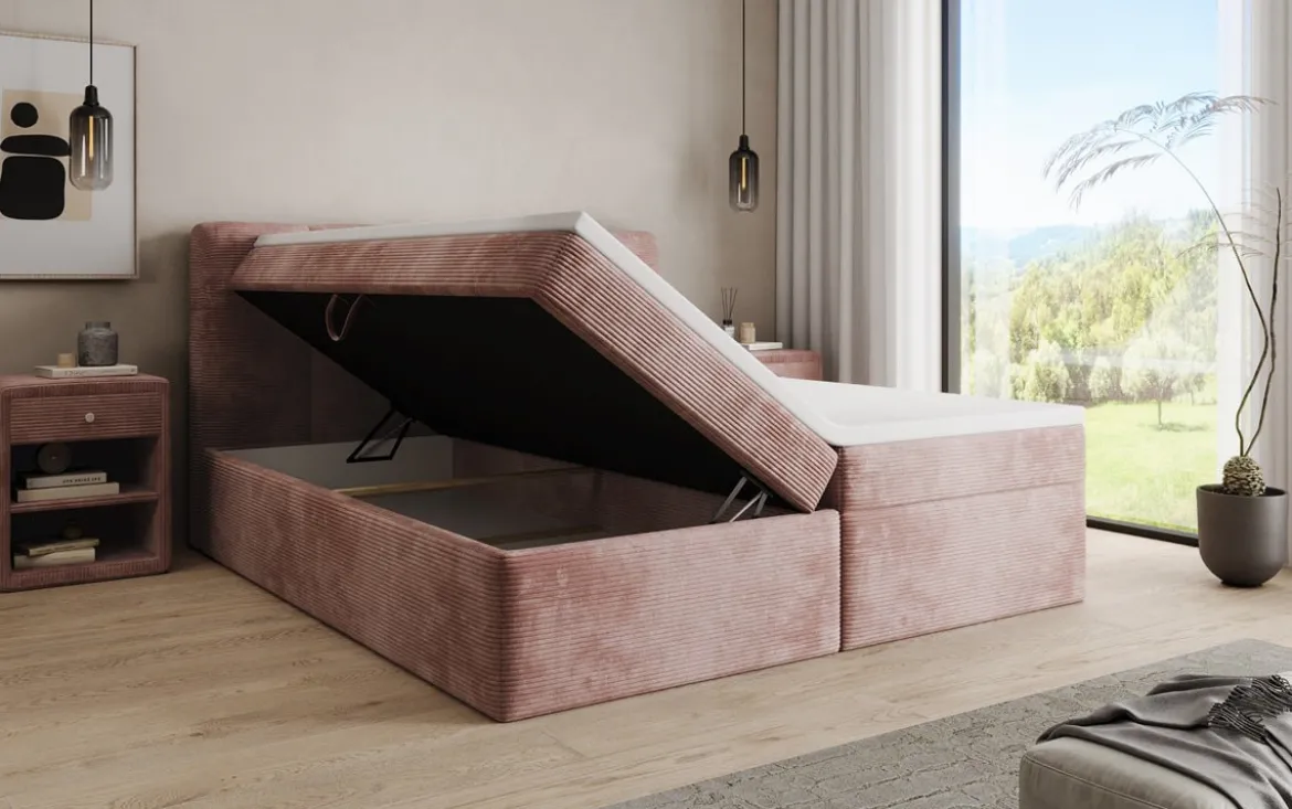 Boxspringbett Cozy II in Cord mit Stauraum