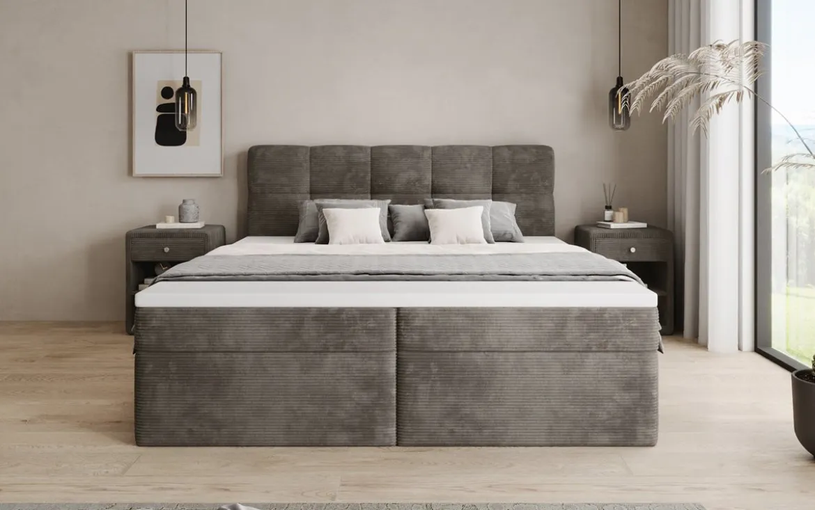 Boxspringbett Cozy II in Cord mit Stauraum